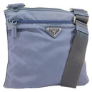 PRADA Umhängetasche Nylon Hellblau Silber Auth ar13778-1