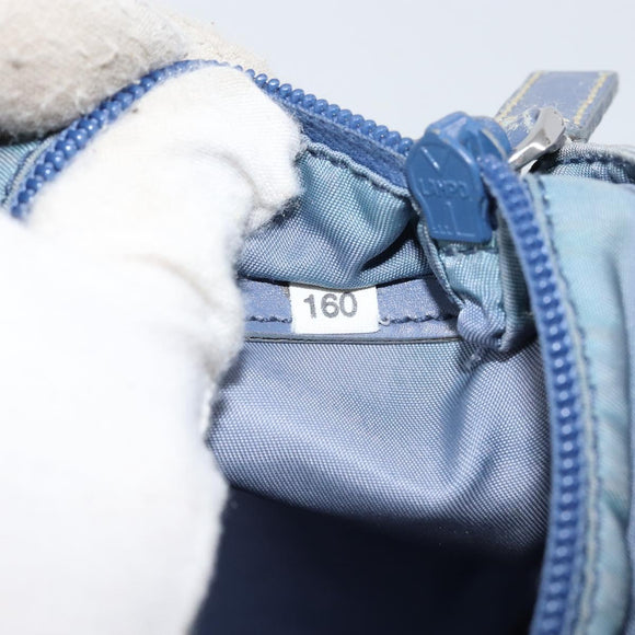 PRADA Umhängetasche Nylon Hellblau Silber Auth ar13778