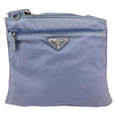 PRADA Umhängetasche Nylon Hellblau Silber Auth ar13778-13