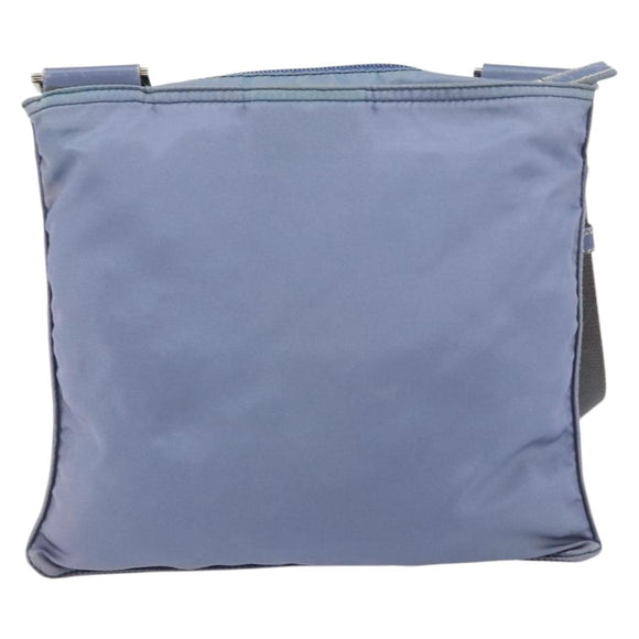 PRADA Umhängetasche Nylon Hellblau Silber Auth ar13778