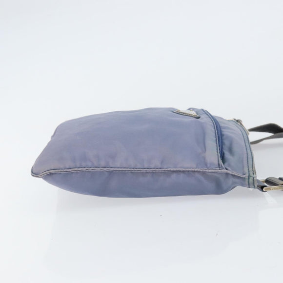 PRADA Umhängetasche Nylon Hellblau Silber Auth ar13778