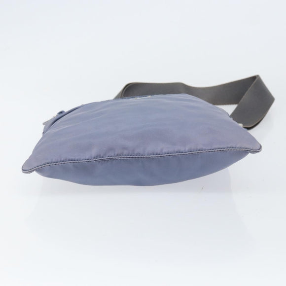 PRADA Umhängetasche Nylon Hellblau Silber Auth ar13778