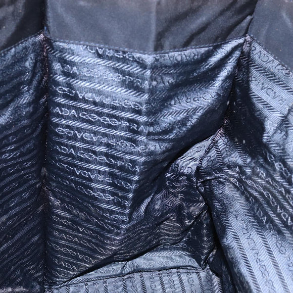 PRADA Hand Bag Nylon Black Gold Auth ar13780