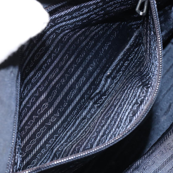 PRADA Hand Bag Nylon Black Gold Auth ar13780