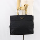 PRADA Hand Bag Nylon Black Gold Auth ar13780-22