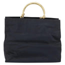 PRADA Hand Bag Nylon Black Gold Auth ar13780-2