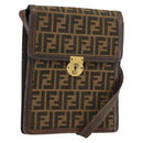 FENDI Zucca Canvas Shoulder Bag Black Brown Auth ar13781-1