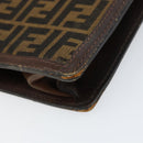 FENDI Zucca Canvas Shoulder Bag Black Brown Auth ar13781-9