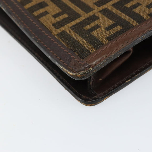 FENDI Zucca Canvas Shoulder Bag Black Brown Auth ar13781