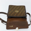 FENDI Zucca Canvas Shoulder Bag Black Brown Auth ar13781-10