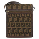 FENDI Zucca Canvas Shoulder Bag Black Brown Auth ar13781-2