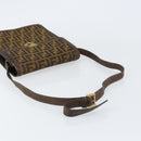 FENDI Zucca Canvas Shoulder Bag Black Brown Auth ar13781-7