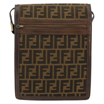 FENDI Zucca Canvas Shoulder Bag Black Brown Auth ar13782 - 0