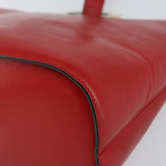 CELINE Circle Shoulder Bag Leather Red Gold Auth ar13783