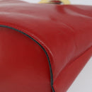 CELINE Circle Shoulder Bag Leather Red Gold Auth ar13783-15