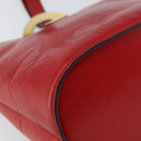 CELINE Circle Shoulder Bag Leather Red Gold Auth ar13783-16