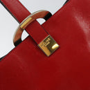 CELINE Circle Shoulder Bag Leather Red Gold Auth ar13783-17