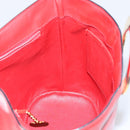 CELINE Circle Shoulder Bag Leather Red Gold Auth ar13783-20