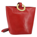 CELINE Circle Shoulder Bag Leather Red Gold Auth ar13783-1