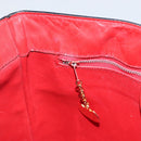 CELINE Circle Shoulder Bag Leather Red Gold Auth ar13783-22