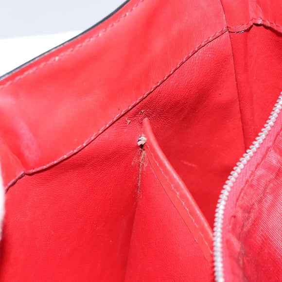 CELINE Circle Shoulder Bag Leather Red Gold Auth ar13783