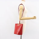 CELINE Circle Shoulder Bag Leather Red Gold Auth ar13783-25