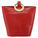 CELINE Circle Shoulder Bag Leather Red Gold Auth ar13783-13