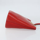 CELINE Circle Shoulder Bag Leather Red Gold Auth ar13783-3