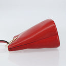 CELINE Circle Shoulder Bag Leather Red Gold Auth ar13783-4