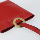 CELINE Circle Shoulder Bag Leather Red Gold Auth ar13783-6