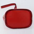 CELINE Circle Shoulder Bag Leather Red Gold Auth ar13783-5