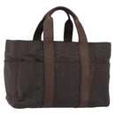 HERMES Akapu Luco MM Hand Bag Nylon Dark Brown Auth ar13784-1