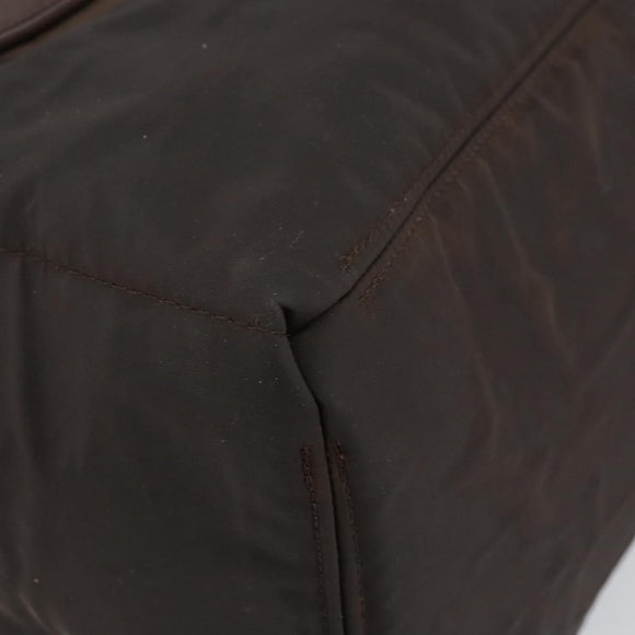 HERMES Akapu Luco MM Hand Bag Nylon Dark Brown Auth ar13784
