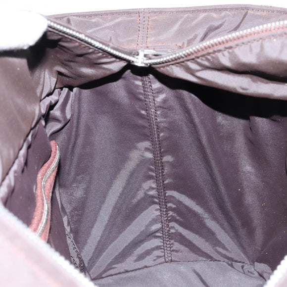 HERMES Akapu Luco MM Hand Bag Nylon Dark Brown Auth ar13784