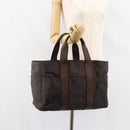 HERMES Akapu Luco MM Hand Bag Nylon Dark Brown Auth ar13784-21