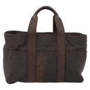 HERMES Akapu Luco MM Hand Bag Nylon Dark Brown Auth ar13784-3