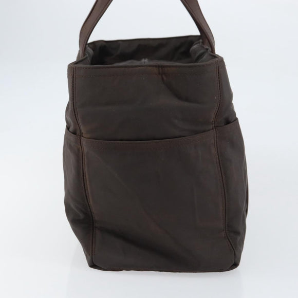HERMES Akapu Luco MM Hand Bag Nylon Dark Brown Auth ar13784