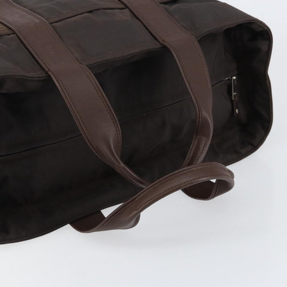 HERMES Akapu Luco MM Hand Bag Nylon Dark Brown Auth ar13784