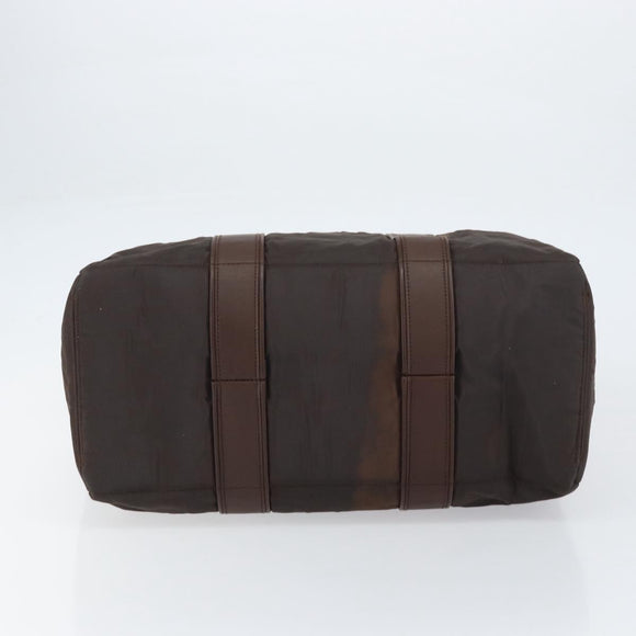 HERMES Akapu Luco MM Hand Bag Nylon Dark Brown Auth ar13784