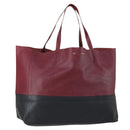 CELINE Horizontalkava Tote Bag Leather Bordeaux Gold Auth ar13790-1