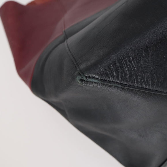 CELINE Horizontalkava Tote Bag Leather Bordeaux Gold Auth ar13790