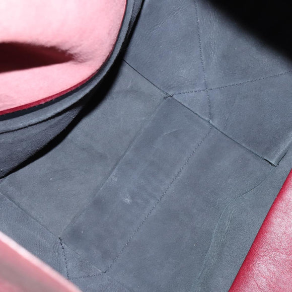 CELINE Horizontalkava Tote Bag Leather Bordeaux Gold Auth ar13790