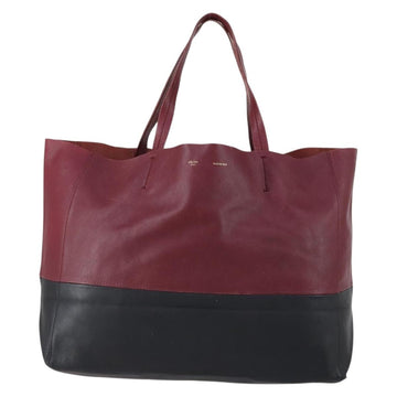 CELINE Horizontalkava Tote Bag Leather Bordeaux Gold Auth ar13790 - 0