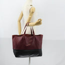 CELINE Horizontalkava Tote Bag Leather Bordeaux Gold Auth ar13790-21