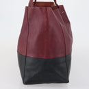 CELINE Horizontalkava Tote Bag Leather Bordeaux Gold Auth ar13790-5