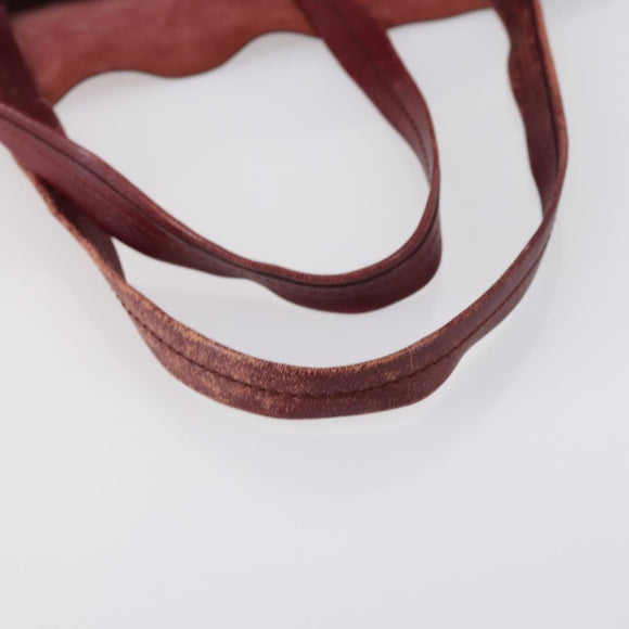 CELINE Horizontalkava Tote Bag Leather Bordeaux Gold Auth ar13790