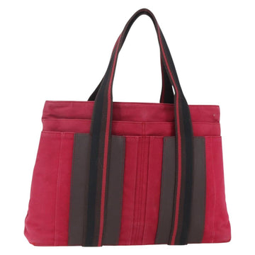 HERMES Trocha Horizontal Zonal MM Tote Bag Canvas Red Silver Auth ar13791