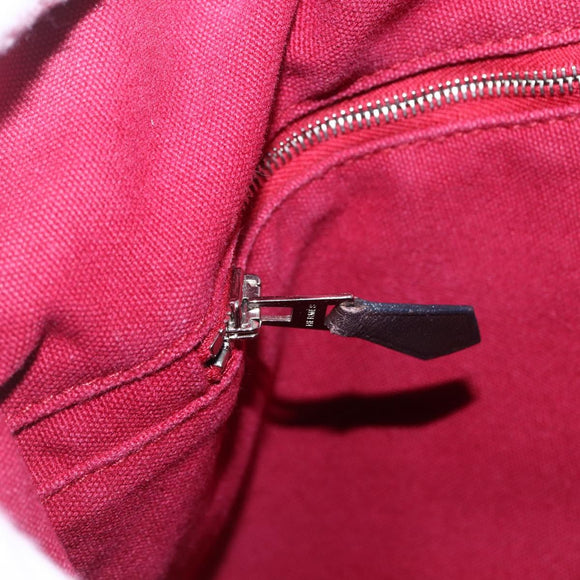 HERMES Trocha Horizontal Zonal MM Tote Bag Canvas Red Silver Auth ar13791