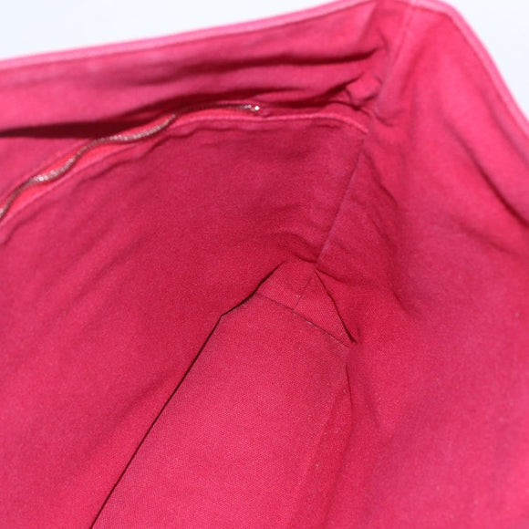 HERMES Trocha Horizontal Zonal MM Tote Bag Canvas Red Silver Auth ar13791