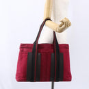HERMES Trocha Horizontal Zonal MM Tote Bag Canvas Red Silver Auth ar13791-22